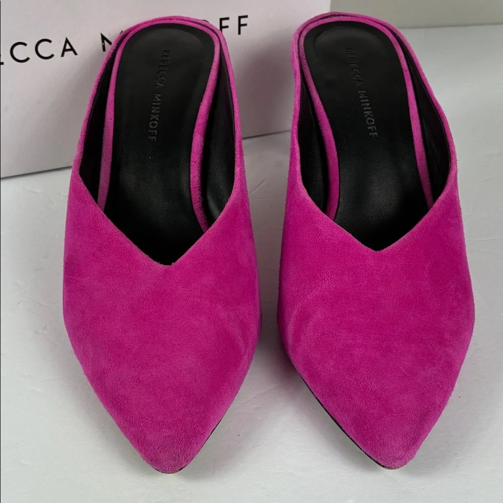 Rebecca Minkoff Fuchsia Heel Mules Party Vibrant Suede Graciano